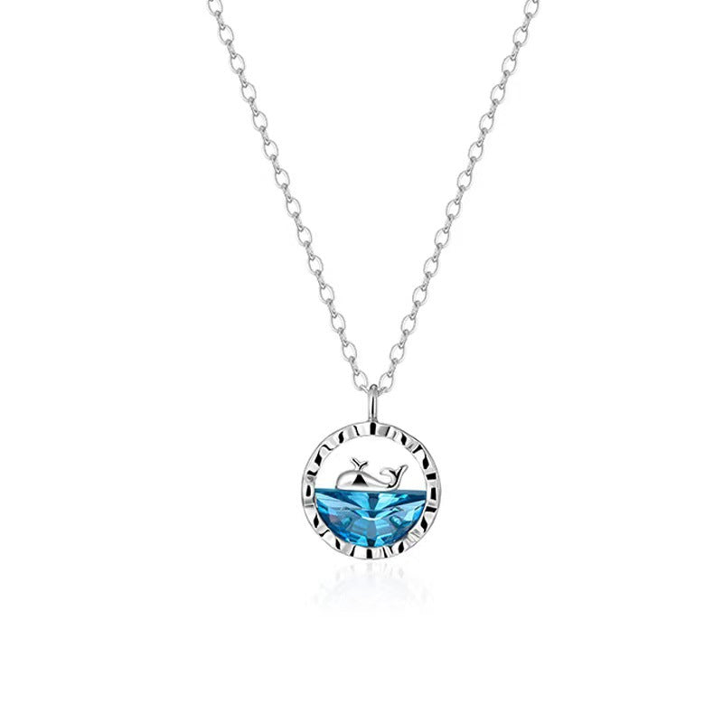 [Whale Born with You] Whale Sterling Silver Necklace, Women's Light Luxury Niche High-end Fish Tail Collarbone Chain, Gift for Girlfriends