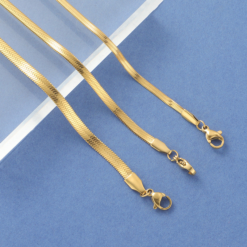 Furnace Real Gold Stainless Steel Flat Snake Bone Chain Bracelet Jewelry Accessories DIY Snake Chain Basic Blade Chain