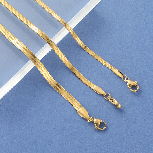 Furnace Real Gold Stainless Steel Flat Snake Bone Chain Bracelet Jewelry Accessories DIY Snake Chain Basic Blade Chain