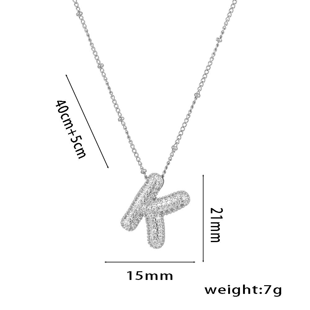 New European and American Micro-inlaid Zircon 26-letter Pendant Necklace Copper-plated 18K Gold Fashion Versatile Classic Jewelry