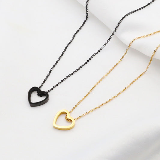 Ins Wind Stainless Steel Hollow Love Necklace Women's Summer 18k Couple Collarbone Chain Does Not Fade