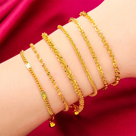 Caterpillar Ladies Water Ripple O Bead Chain Women's Sand Gold Bracelet Bracelet