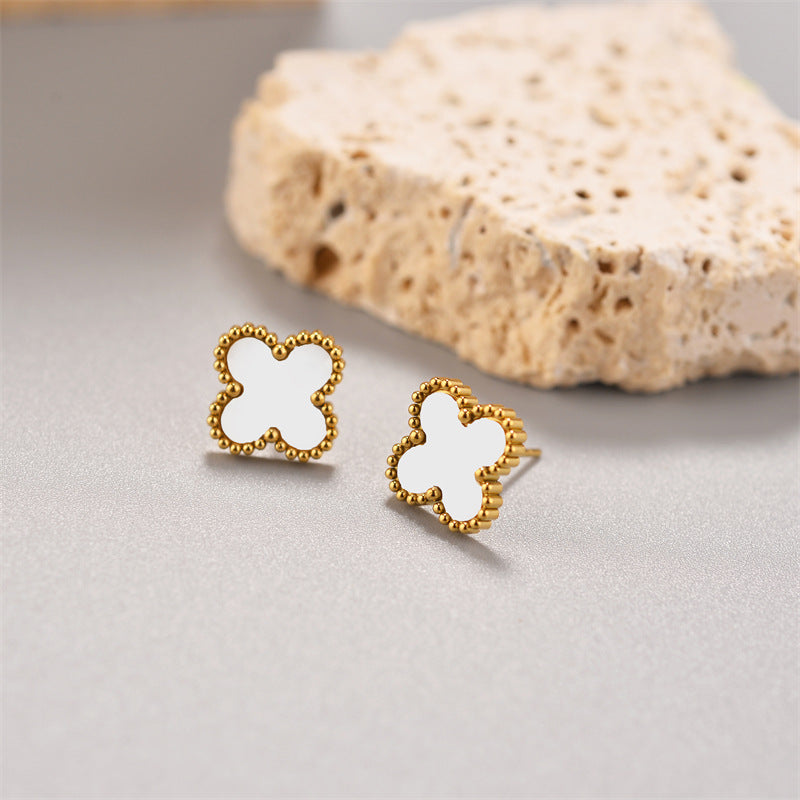 Fashion Titanium Steel Does Not Fade Short Ear Buckle Simple Geometric Rose Gold Earrings Stud Earrings