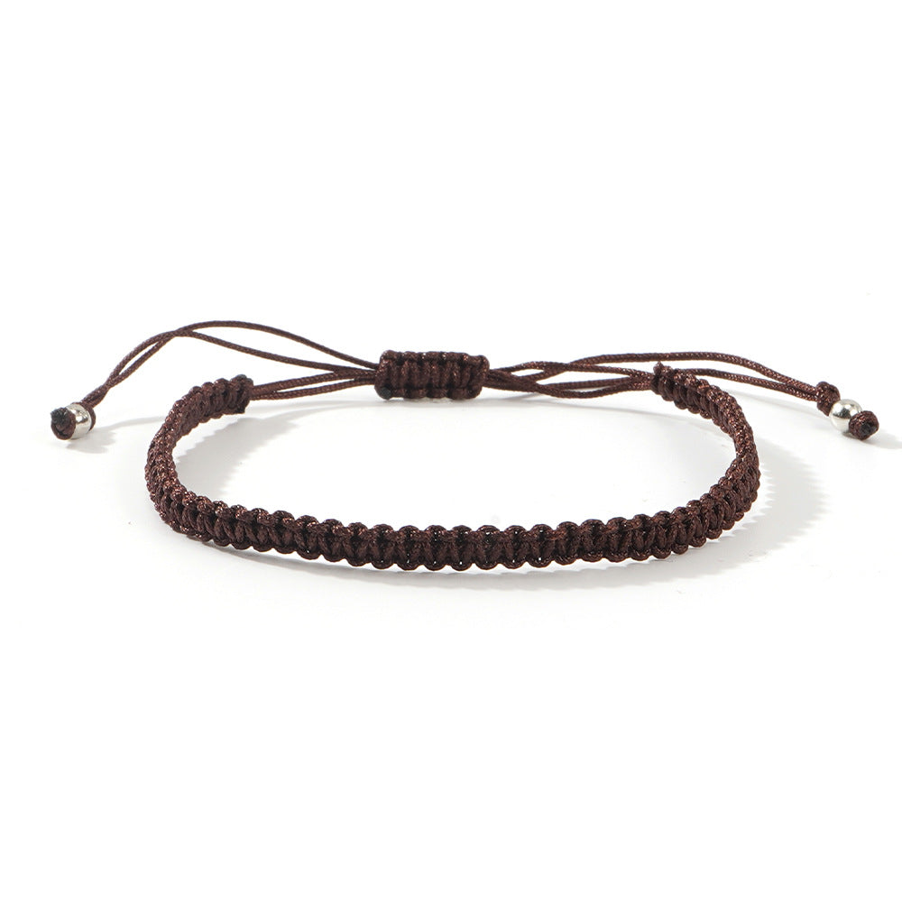 Hot-selling Solid Color Hand-woven Hand Rope Fashionable Versatile Men's and Women's Adjustable Bracelet Gift