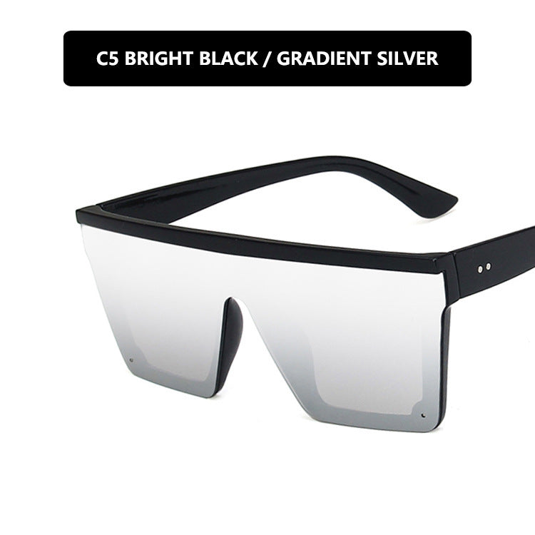 Purple Sunglasses Trendy Big Frame One-piece Sunglasses Street Shooting Driving Sunglasses Retro