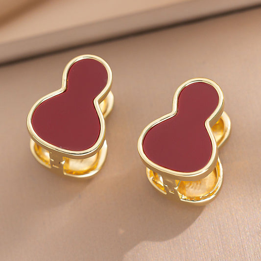 Double-sided gourd earrings for women's new light luxury niche high-end stud earrings, ear buckles, temperament earrings, fashionable and fashionable