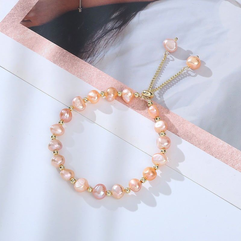 Baroque Freshwater Pearl Girlfriend Bracelet Alien 14k Gold Retro Bracelet Ins Internet Celebrity Bracelet