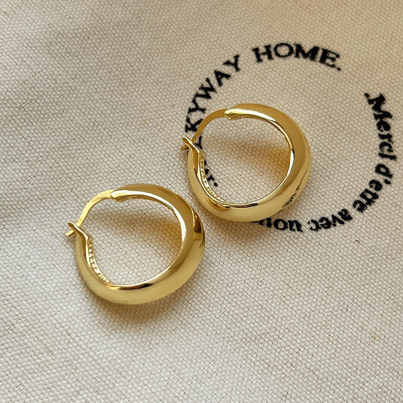 Retro Hong Kong Style Temperament Stud Earrings Female Explosion Internet Celebrity Niche High Sense Gold Earrings