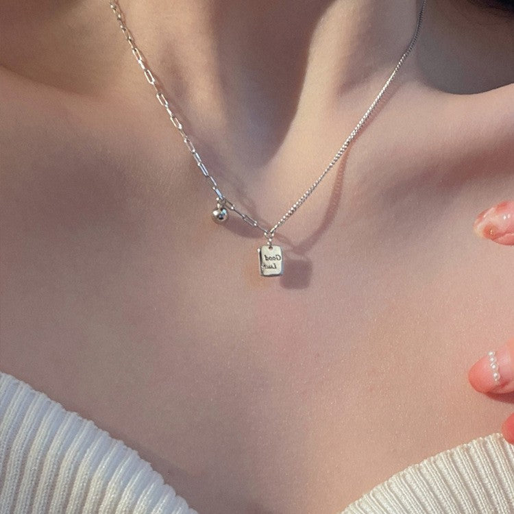 925 Silver Luck Pearl Necklace Female Butterfly Cold Light Luxury Flash Diamond Ins Wind Niche Collarbone Chain
