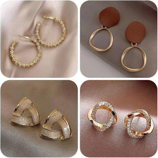 S925 Silver Needle Earrings Women's New Trendy Versatile Temperament Earrings Internet Celebrities Korean Ins Simple Personality Earrings Earrings