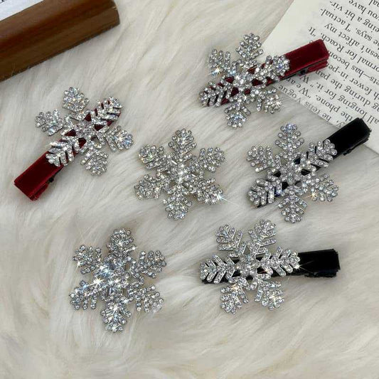 Snowflake Hairpin Female Autumn and Winter Bangs Clip Side Clip Hairpin Internet Celebrity Clip Hair Accessories Christmas Headdress