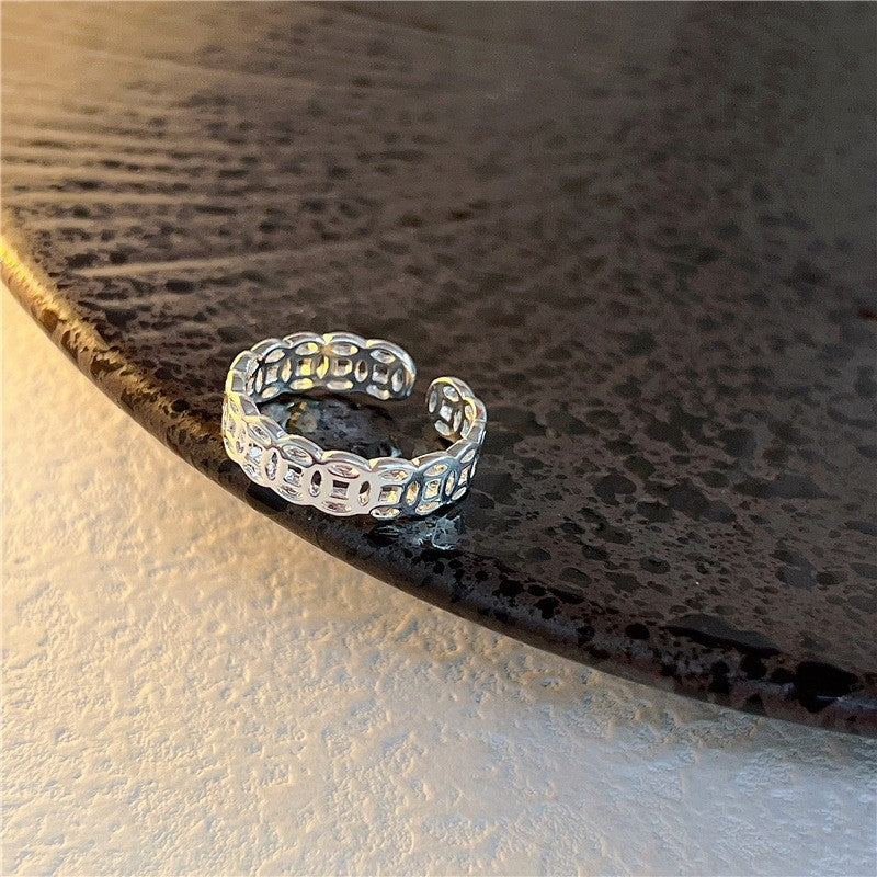 Korean Version 925 Sterling Silver Plain Ring, Women's Non-fading Ins Style Light Luxury High-end Sense Versatile Opening Adjustment Index Finger Ring