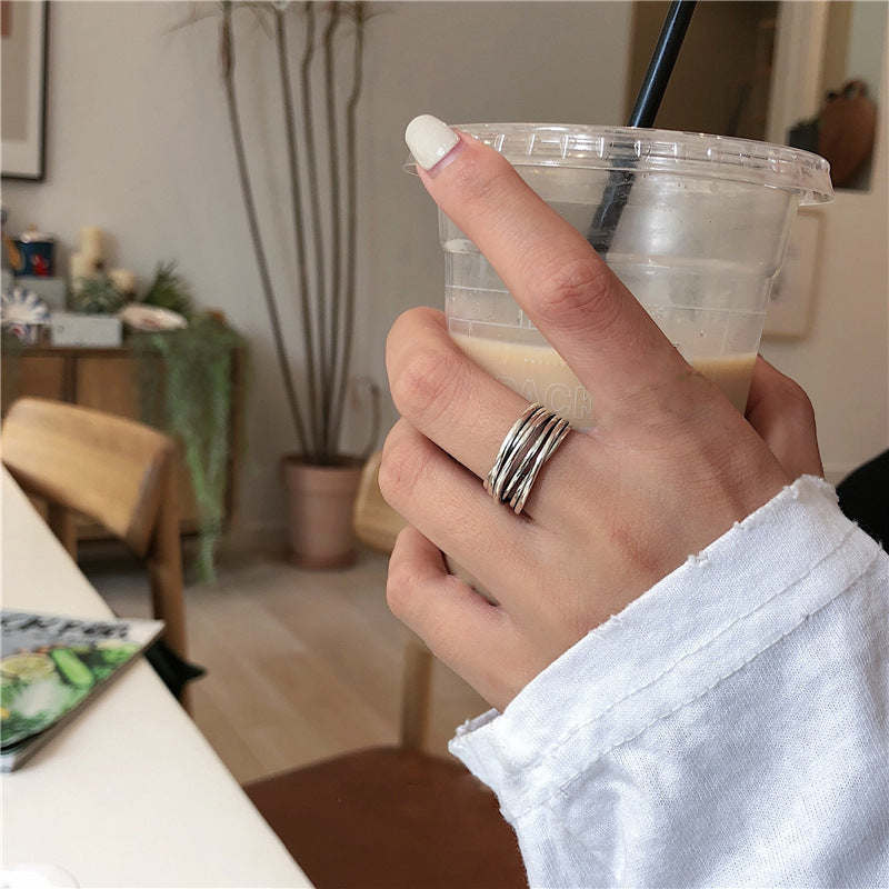 925 Sterling Silver Ring Retro Thai Silver Love English Letter Hollow Index Finger Ring Niche Design Cold Wind Light Luxury