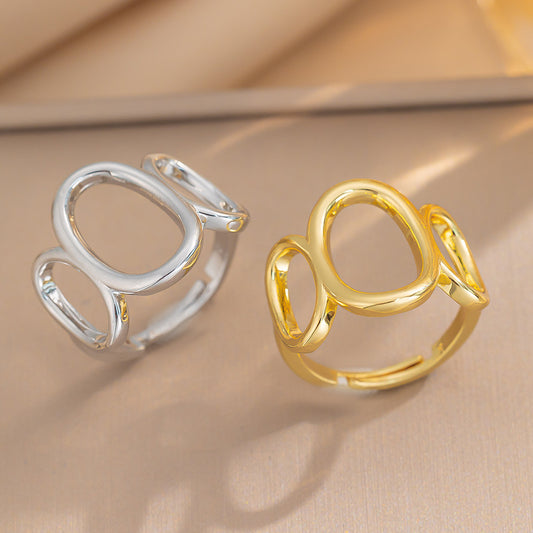 New Stainless Steel Ring European and American Fashion Minimalist Temperament Geometric Hollow Opening Jewelry Ring