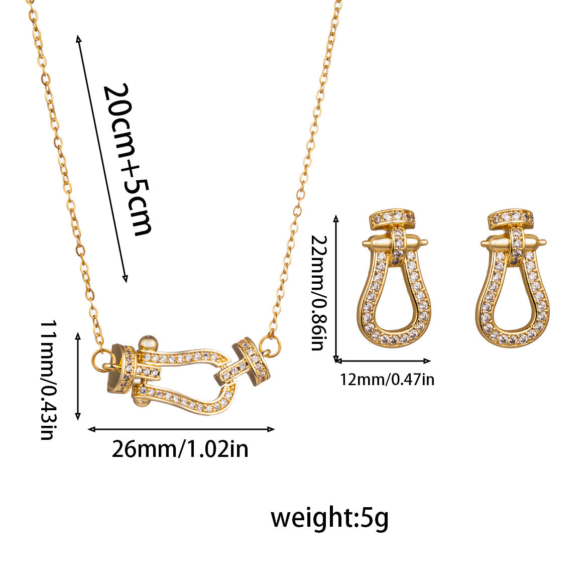 [Set] European and American Popular Horseshoe Buckle Necklace Women's Versatile Micro-inlaid Niche Light Luxury Heavy Industry Collarbone Chain Batch