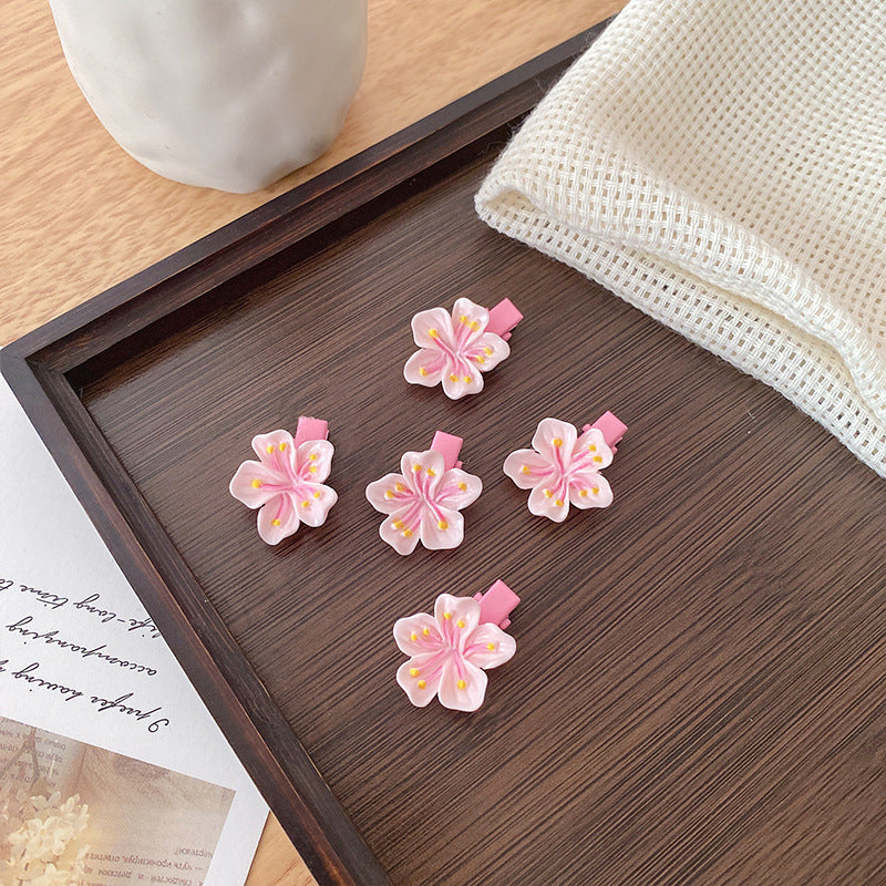 Pink Sweet Cherry Blossom Hairpin Side Girl Bangs Broken Hairpin Girl Flower Hair Band Back Head Female Hair Accessories