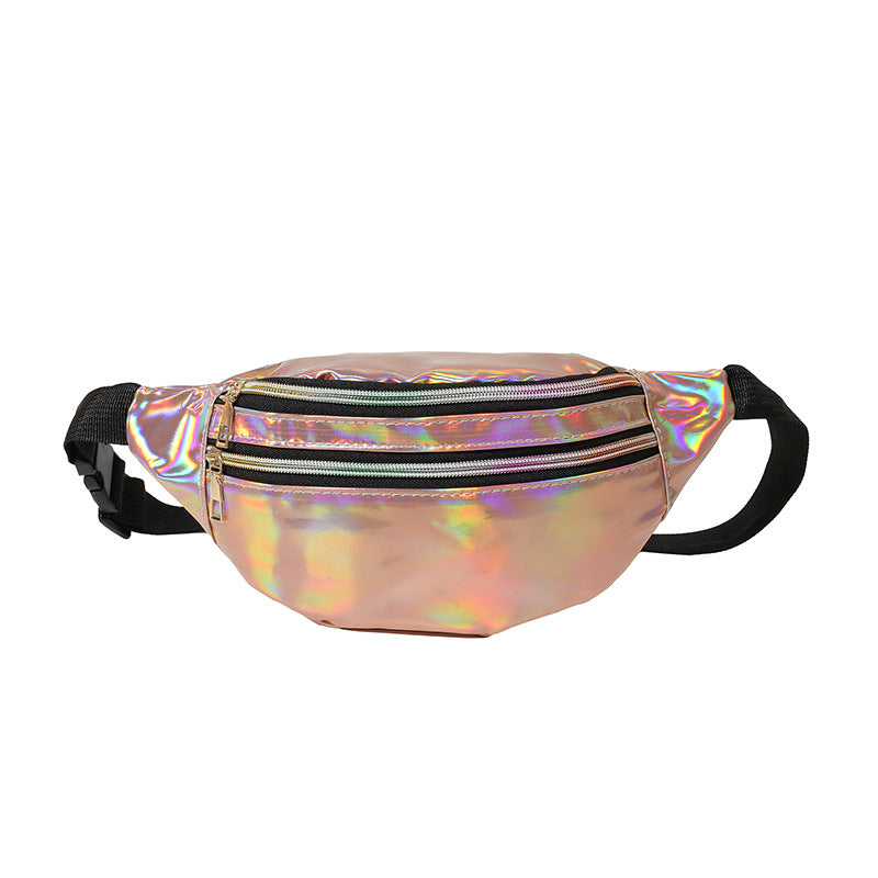 New Summer Men and Women Laser Fanny Pack Outdoor Glossy Sports Breast Bag Multi-functional Messenger Bag