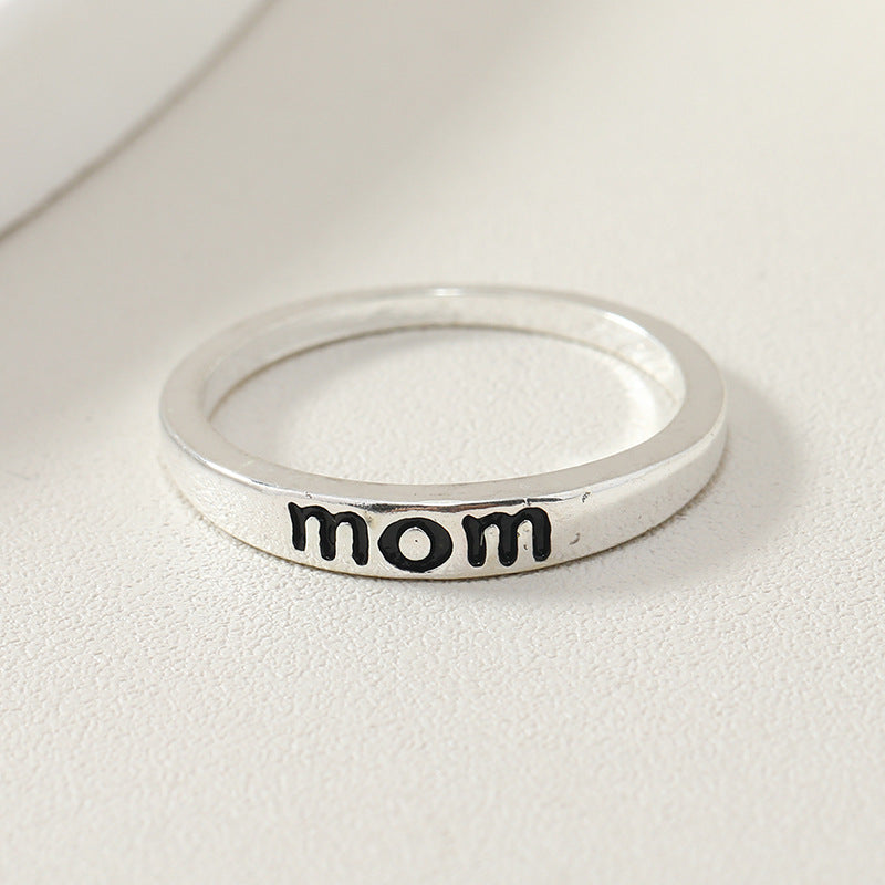 MOM Mother DAD Ring Alloy Silver Plated Jewelry Mother's Day Gift Jewelry