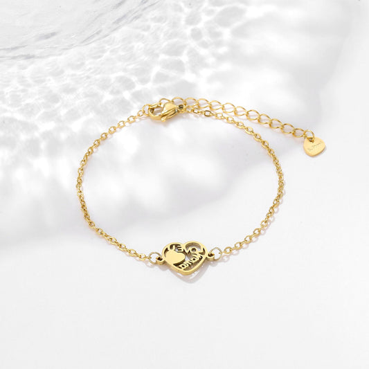 Stainless Steel Mother's Day Bracelet Female I LOVE Mama Heart Bracelet Wholesale