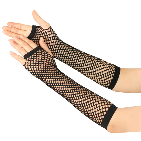European and American Rough Net Fishing Net Elastic Gloves Sexy Long Gloves Punk Half Finger Nightclub Party Etiquette Gloves
