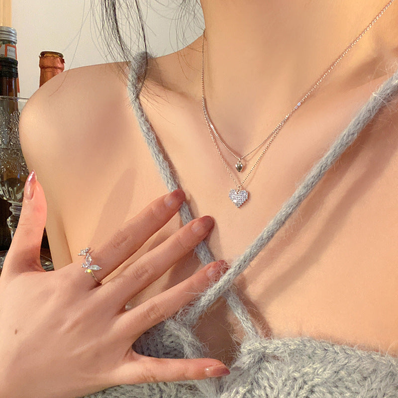 925 Silver Luck Pearl Necklace Female Butterfly Cold Light Luxury Flash Diamond Ins Wind Niche Collarbone Chain