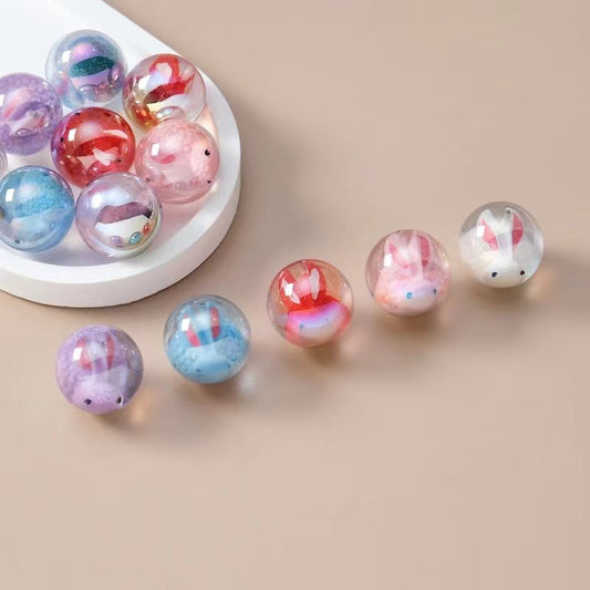 Glazed Colored Round Beads Beaded Transparent High-end Star Resin Single-hole Beaded Bracelet DIY Handmade Loose Beads