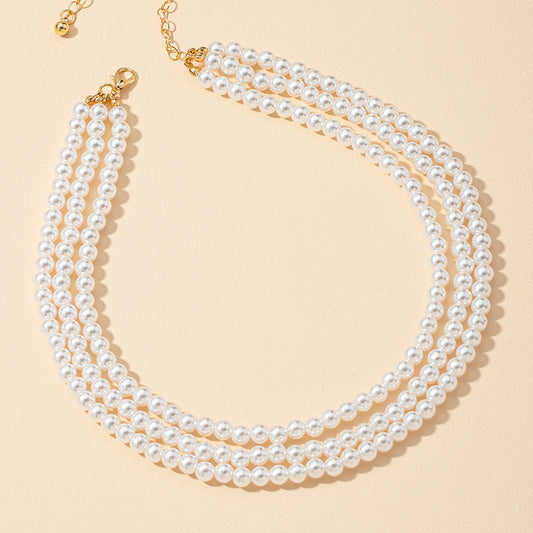 Popular Jewelry Wholesale Three-layer Pearl Necklace European and American New Neck Jewelry Small Pearl Multi-layer Necklace