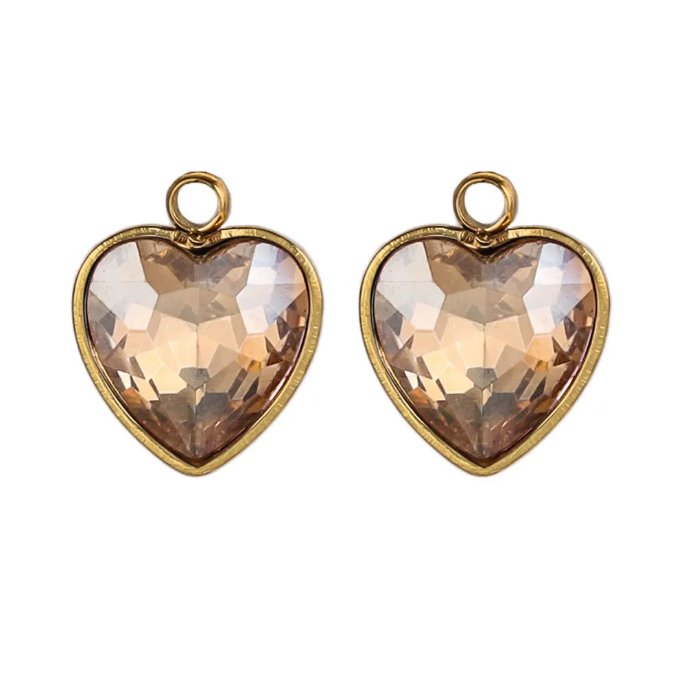 Stainless Steel Love Glass Pendant 18K Vacuum Plated Gold Pendant DIY Necklace Earrings Jewelry Accessories