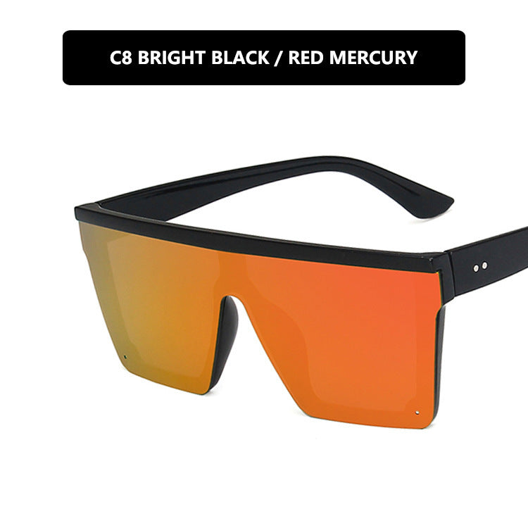 Purple Sunglasses Trendy Big Frame One-piece Sunglasses Street Shooting Driving Sunglasses Retro