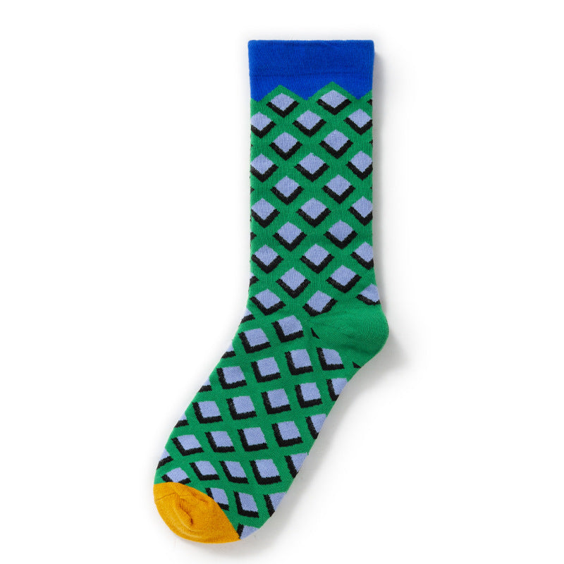 Oil Painting Socks Women's French Retro Ins Tide Autumn and Winter Abstract Tall Tube Creative Combed Cotton Women's Medium Tube Socks
