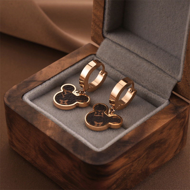 Fashion Titanium Steel Does Not Fade Short Ear Buckle Simple Geometric Rose Gold Earrings Stud Earrings