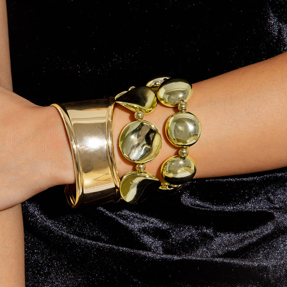 Multi-layer Line Winding Geometric Opening Bracelet Punk Style Bracelet