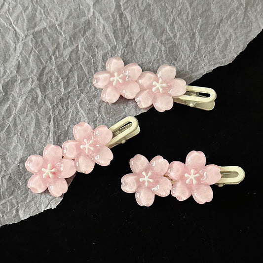Romantic Pink Cherry Blossom Hairpin High Value Sweet High Sense Girl Bangs Side Hairpin Jewelry Hair Accessories Wholesale