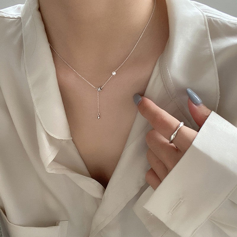 925 Silver Love Necklace Women's Summer High Sense Design Sense Niche Light Luxury Collarbone Chain Neck Chain