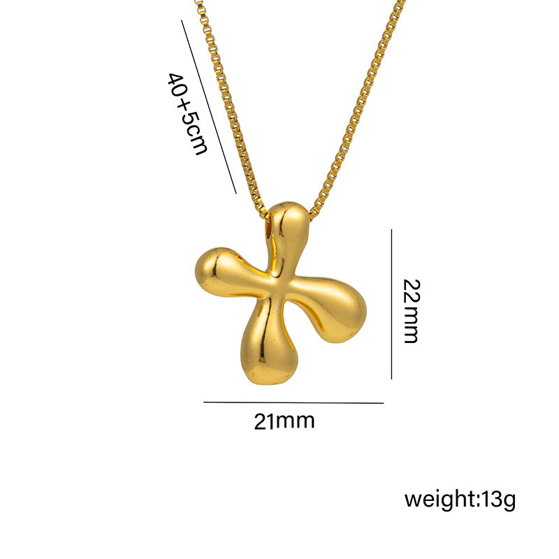 Titanium Steel 18k Real Gold Glossy Balloon Bubble Chubby Cute Q Version 26 English Letters Pendant Necklace