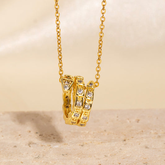 Europe and The United States Exquisite Full Diamond Snake Bone Necklace Light Luxury Temperament Design High Sense Copper Plated 18k Gold Collarbone Chain Women