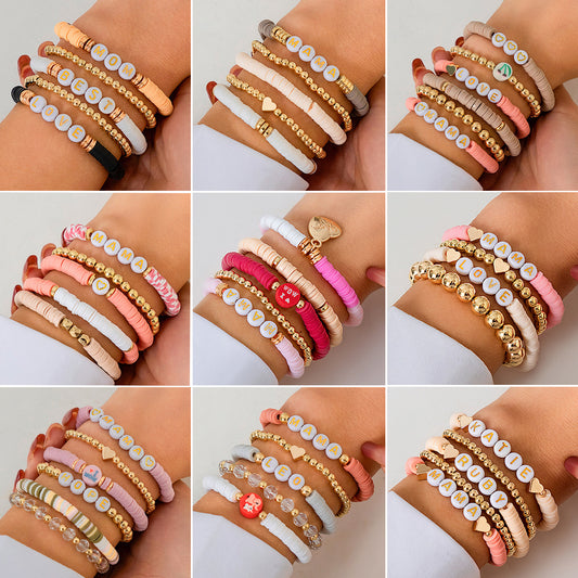 European and American Mother's Day Mother's Day Letter Bracelet Set, Versatile Gifts To Commemorate Mom Beaded Jewelry Women