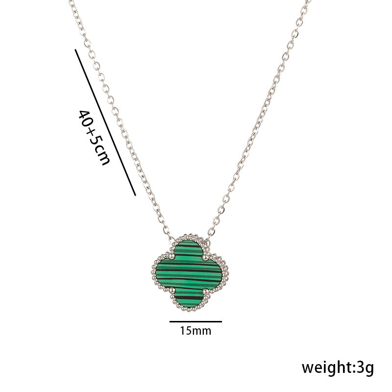 Non-fading High-quality Jewelry Double-sided Four-leaf Clover Necklace Women's Live Broadcast Hot-selling Titanium Steel Collarbone Chain Wholesale