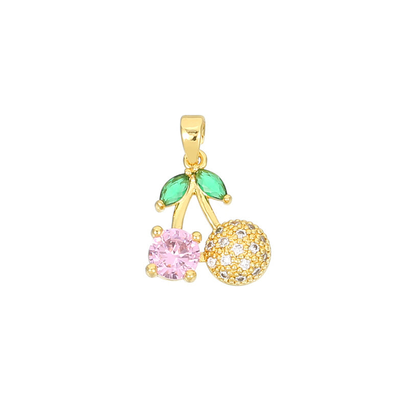 DIY Jewelry Accessories Cute Simple Micro-inlaid Zircon Cherry Pendant Accessories 14k Real Gold Butterfly Pendant