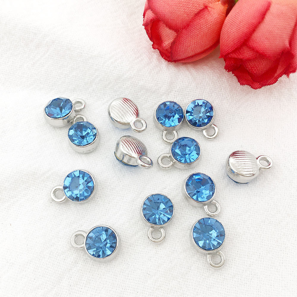 Alloy Diamond Twelve Birthday Stone Small Pendant Star Stone Lucky Stone Birthday Stone DIY Pendant 7mm Jewelry Accessories
