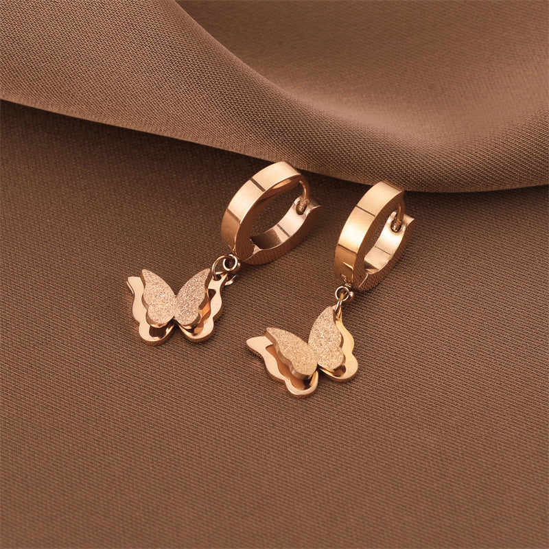 Fashion Titanium Steel Does Not Fade Short Ear Buckle Simple Geometric Rose Gold Earrings Stud Earrings