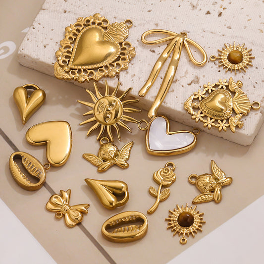 Stainless Steel New Personalized Retro Three-dimensional Sun Love Pendant DIY Stainless Steel Necklace Accessories Wholesale