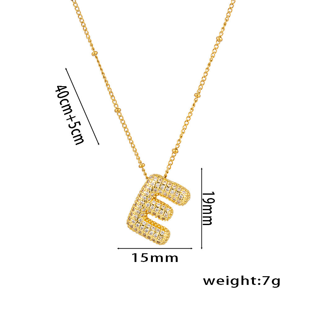 New European and American Micro-inlaid Zircon 26-letter Pendant Necklace Copper-plated 18K Gold Fashion Versatile Classic Jewelry