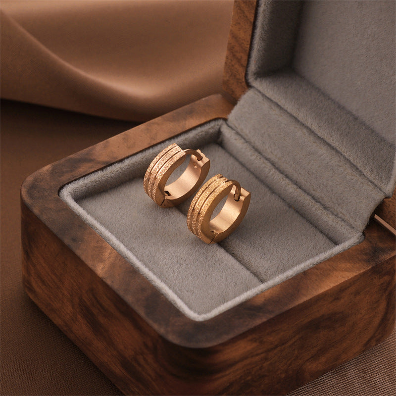 Fashion Titanium Steel Does Not Fade Short Ear Buckle Simple Geometric Rose Gold Earrings Stud Earrings