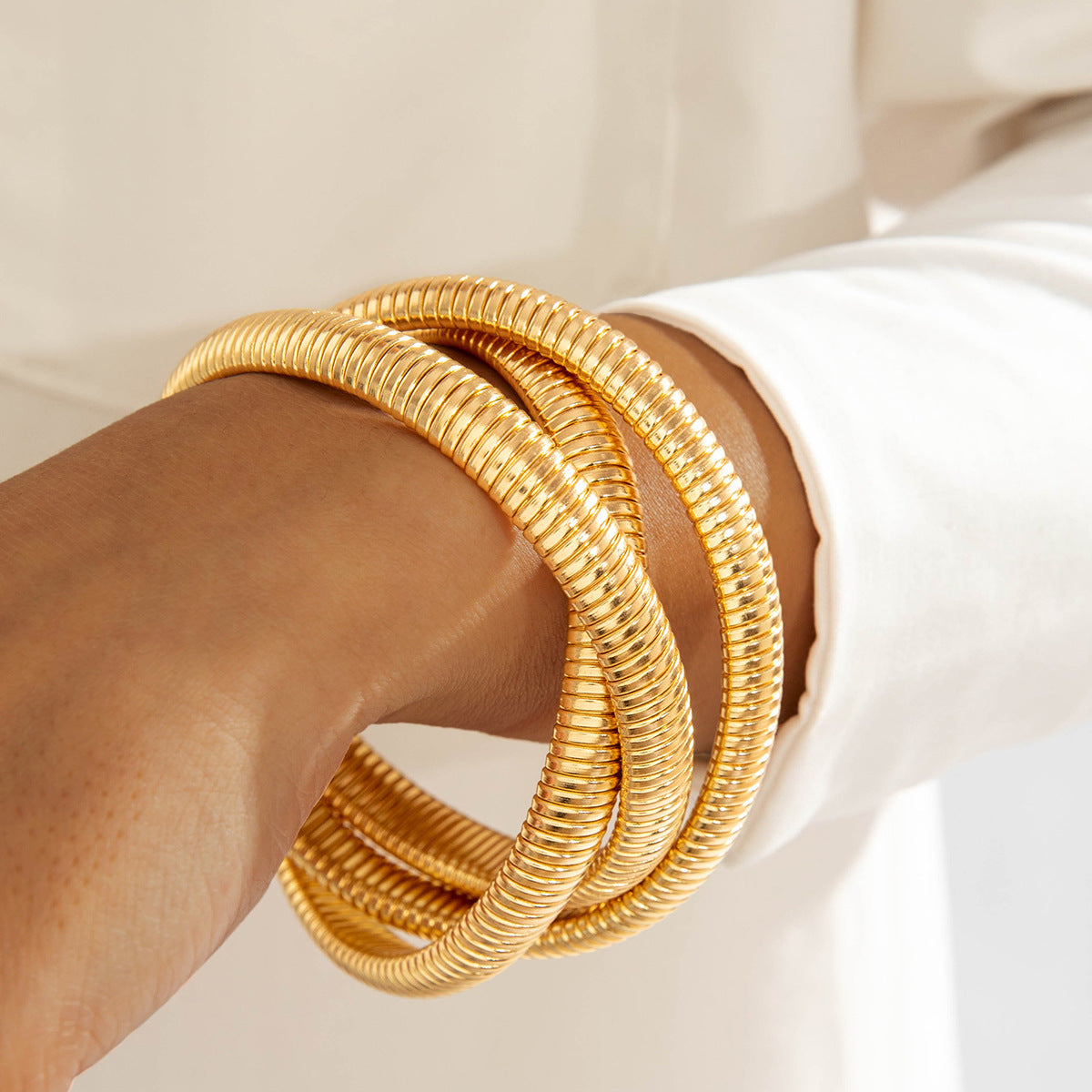 Multi-layer Line Winding Geometric Opening Bracelet Punk Style Bracelet