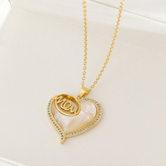 New Mother's Day Pendant MOM Heart Pendant Necklace Versatile Personality Necklace Mother's Day Gift