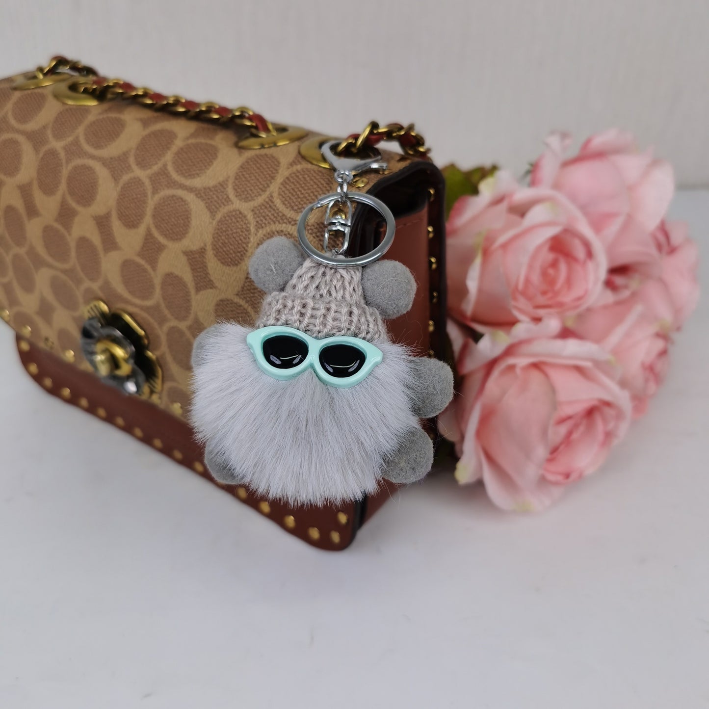Glasses Coal Bulb Keychain Pendant Cartoon Doll Car Keychain Colored Plush Elf Bag Pendant