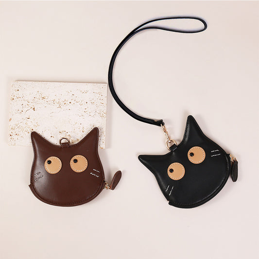 Simple Women's Neck Change Bag Women's High-end Cartoon Mini Card Bag PU Cute Hanging Bag Storage Bag