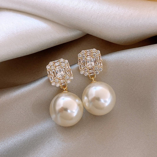 Fashion High Sense Simple Pearl Earrings Elegant Retro Style New Chinese Earrings Silver Needle