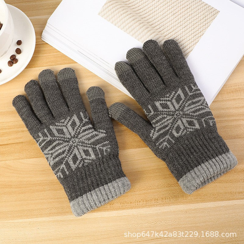Wool Knitted Thermal Gloves Touch Screen Non-slip Gloves